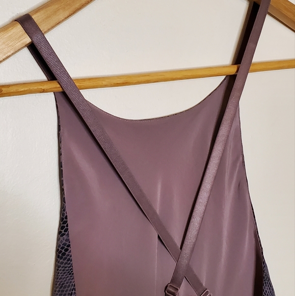 Mauve Purple, and Gray Snakeskin Print Silk Strappy Wrap y2k Tie Top - Picture 10 of 13